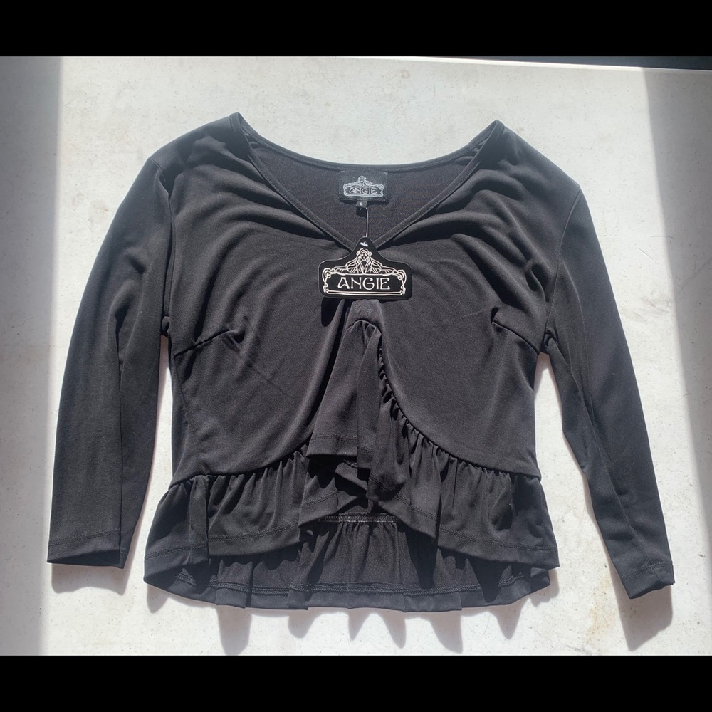 Angie Flowy Light Black Cropped Top